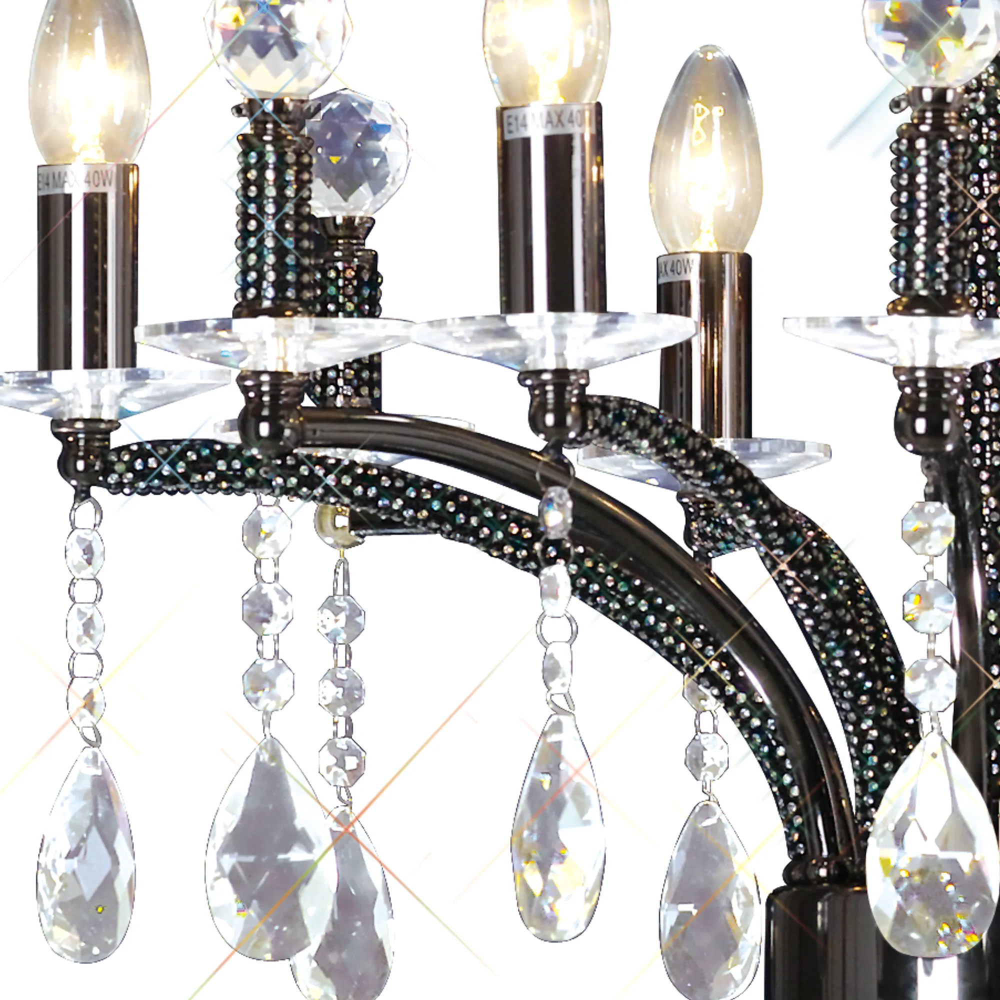 Fiore Crystal Pendant 6 Light Black Chrome IL30366  Diyas Fiore